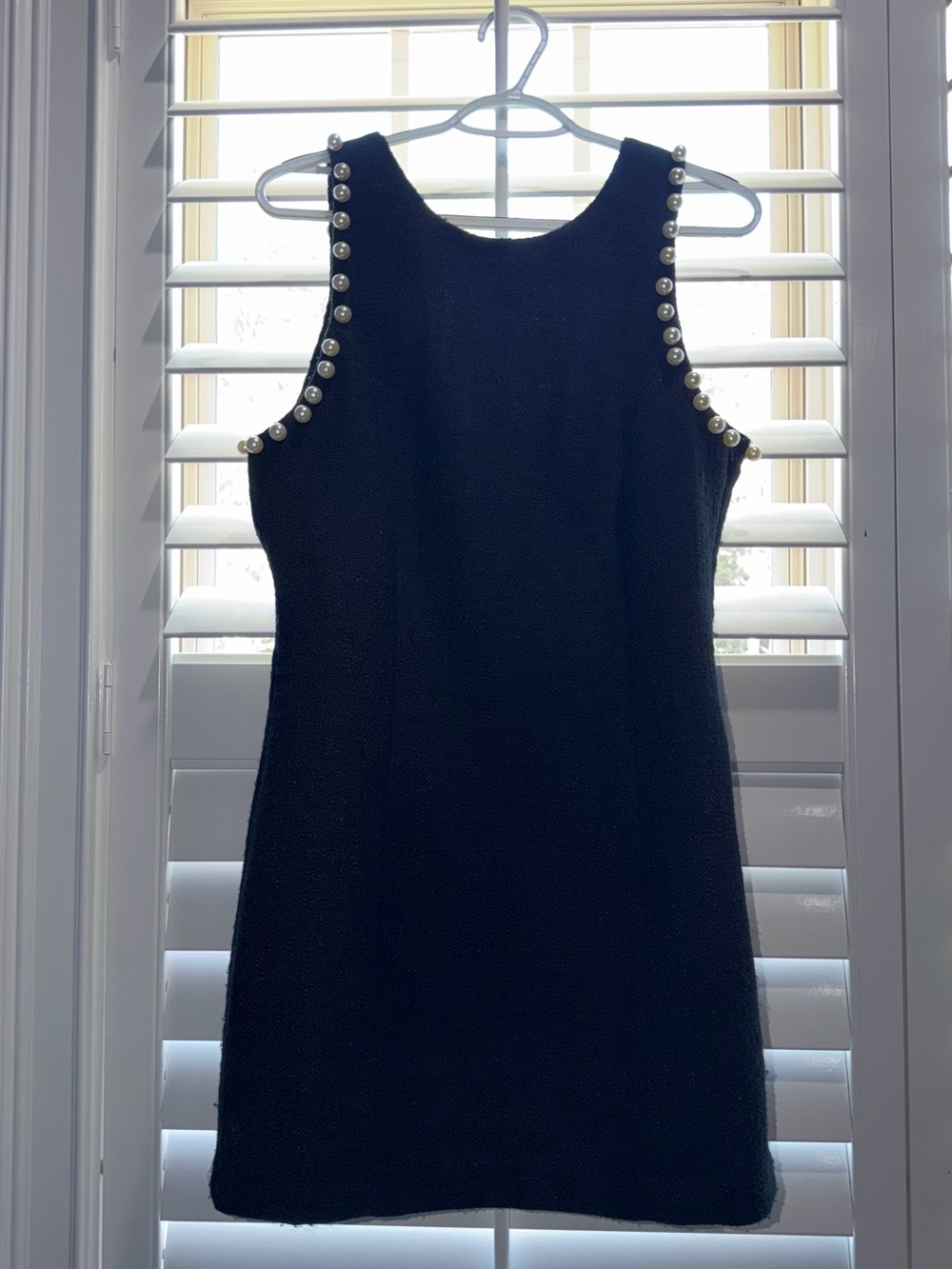Endless Rose Black Pearl-Trim Mini Dress